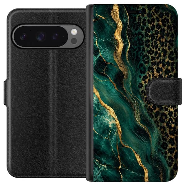 Kompatibelt Lommeboketui til Google Pixel 9 Pro XL Smaragdleopard