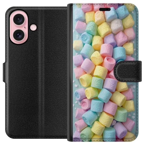 Kompatibelt Lommeboketui til Apple iPhone 16 Søt godisdesign med marshmallows