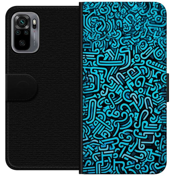 Kompatibelt Plånboksfodral till Xiaomi Redmi Note 10S Blå abstrakt graffiti