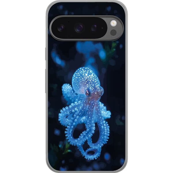 Kompatibelt Mobildeksel til Google Pixel 9 Pro XL Nærbilde av blå blekksprut