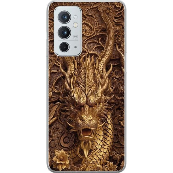 Kompatibelt Mobildeksel til OnePlus 9RT 5G Elegant dragemotiv i gull