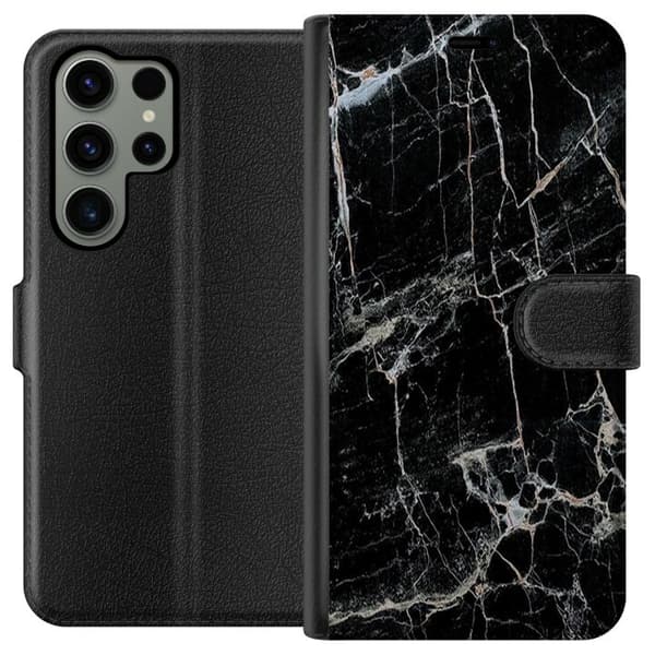 Kompatibel Tegnebogsetui til Samsung Galaxy S23 Ultra Sort marmor