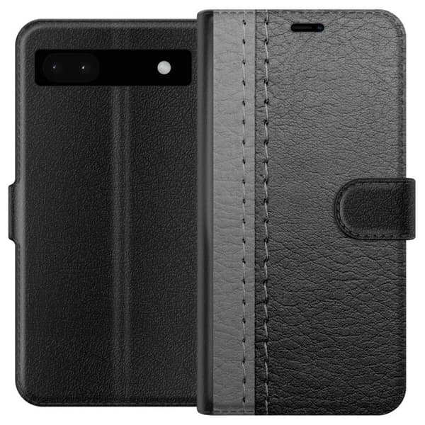 Kompatibelt Plånboksfodral till Google Pixel 6a Black & Grey Leather