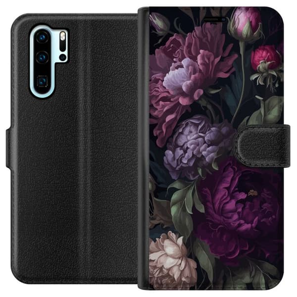 Kompatibel Tegnebogsetui til Huawei P30 Pro Blomster