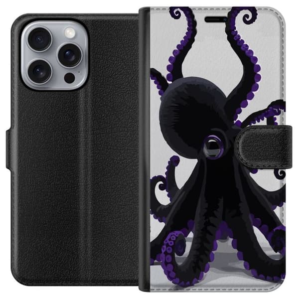 Kompatibel Tegnebogsetui til Apple iPhone 16 Pro Max Svart bläckfisk