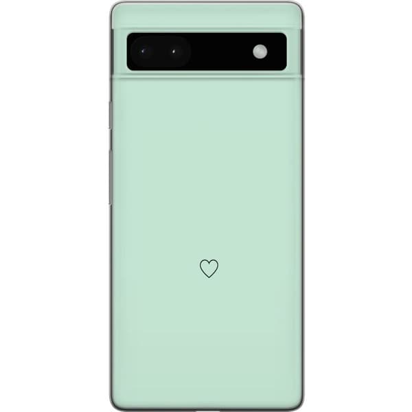 Kompatibel Mobilcover til Google Pixel 6a Enkel sort hjertekontur centreret mod mintgrøn baggrund