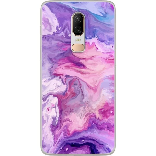 Kompatibelt Mobildeksel til OnePlus 6 Marmor Lilla