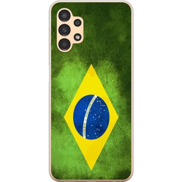 Kompatibelt Mobildeksel til Samsung Galaxy A13 Brasiliansk flagg med rustikk tekstur