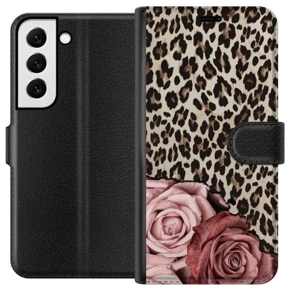 Kompatibelt Plånboksfodral till Samsung Galaxy S22 5G Leopardrosor