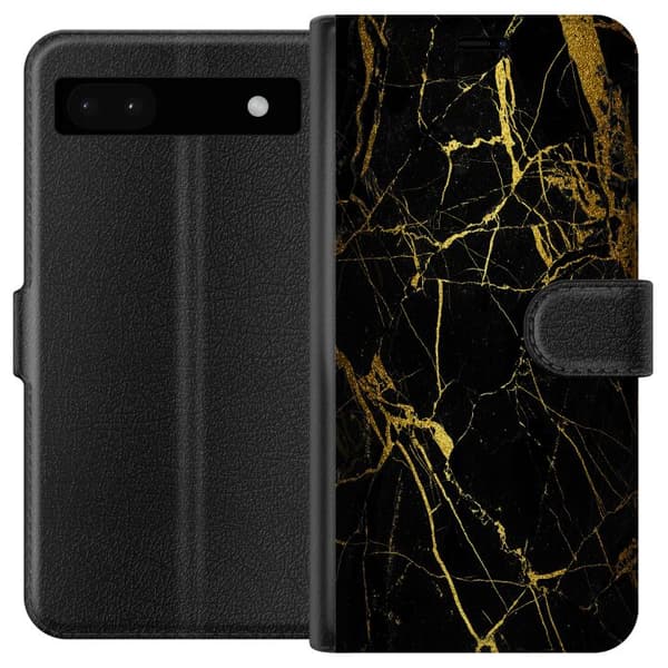 Kompatibel Tegnebogsetui til Google Pixel 6a Marmor Sort & Guld
