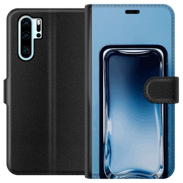 Kompatibelt Plånboksfodral till Huawei P30 Pro Blå glaseffekt
