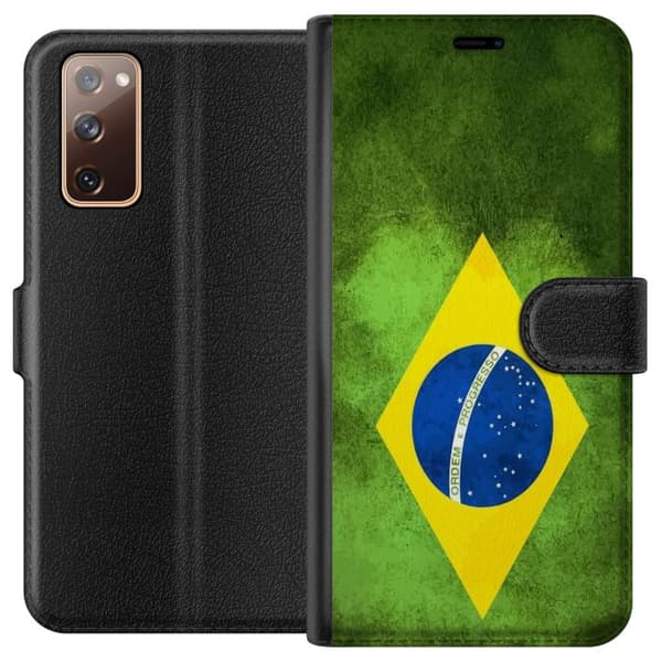 Kompatibel Tegnebogsetui til Samsung Galaxy S20 FE Brasiliansk flag med rustik tekstur