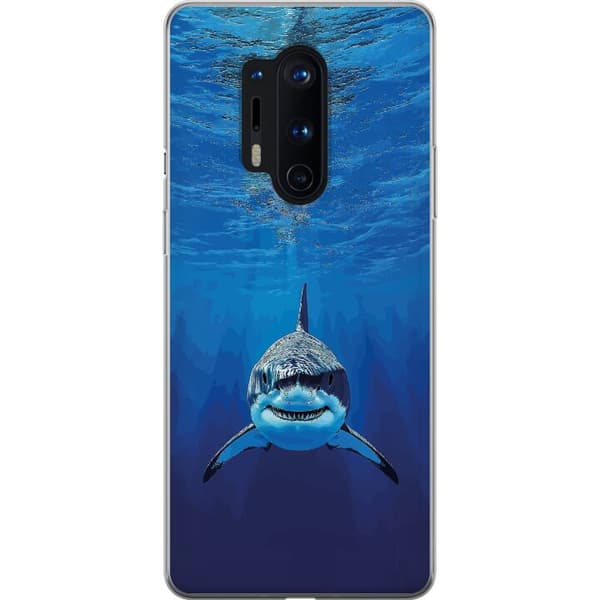 Kompatibelt Mobildeksel til OnePlus 8 Pro Detaljert haimusikk i blått undervannsmiljø