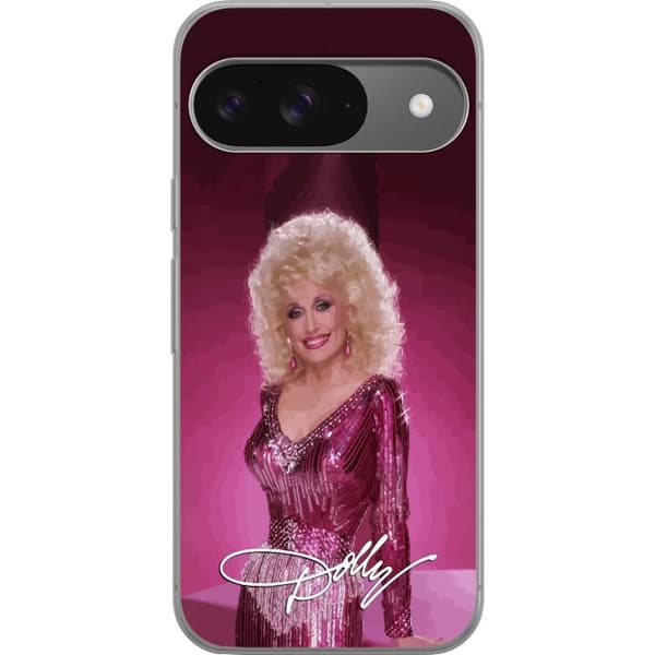 Kompatibelt Mobilskal till Google Pixel 9 Pro Dolly Parton i glittrande rosa klänning