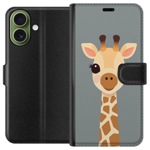 Kompatibelt Plånboksfodral till Apple iPhone 18 Söt giraff med stora ögon