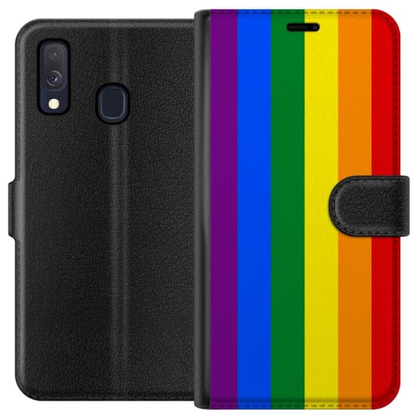 Kompatibelt Plånboksfodral till Samsung Galaxy A40 Pride Flagga