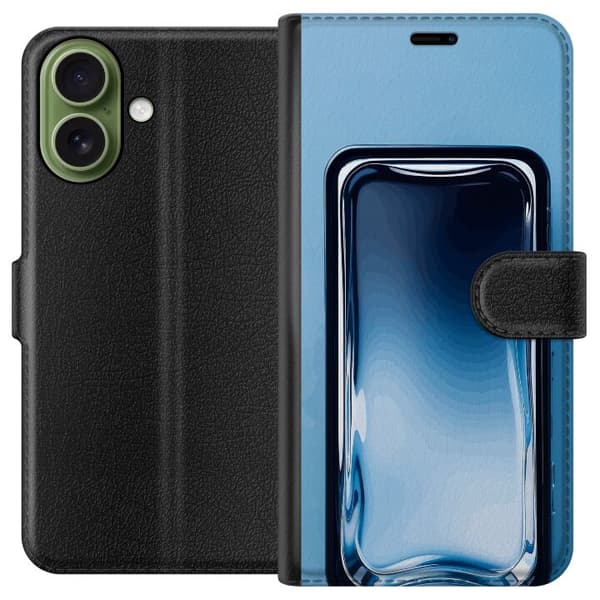 Kompatibel Tegnebogsetui til Apple iPhone 17 Blå glaseffekt