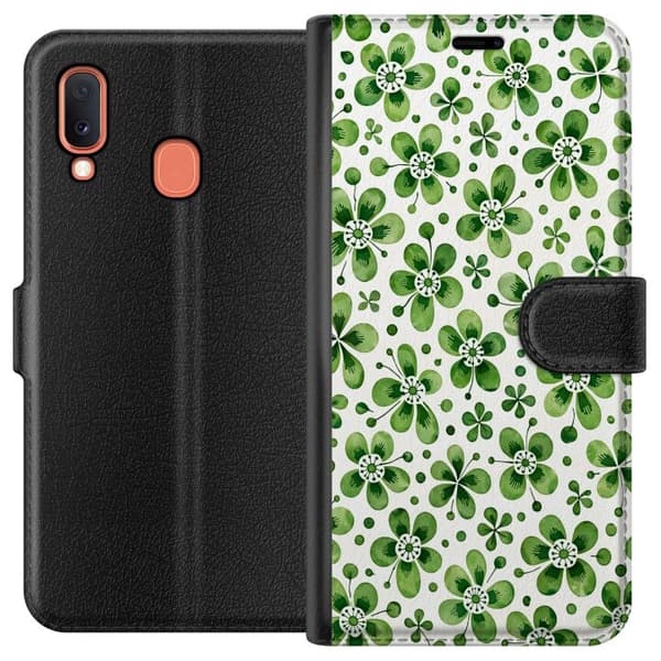 Kompatibelt Lommeboketui til Samsung Galaxy A20e Asurblå flora