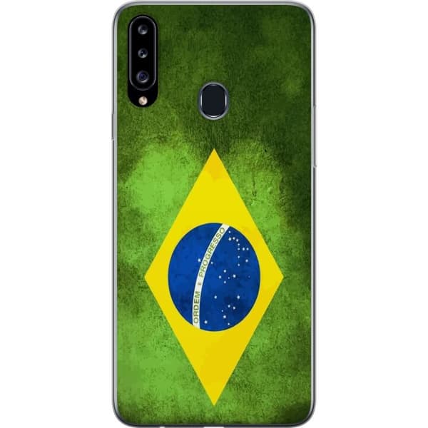 Kompatibelt Mobildeksel til Samsung Galaxy A20s Brasiliansk flagg med rustikk tekstur