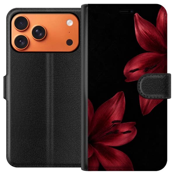 Kompatibelt Lommeboketui til Apple iPhone 17 Pro Max Rød lilje noir