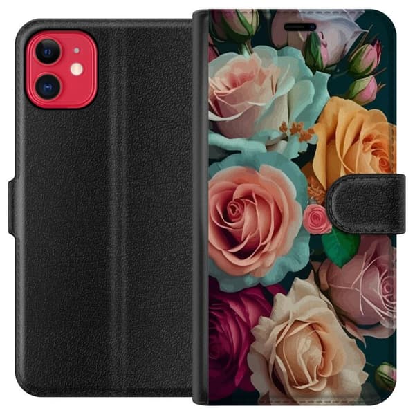 Kompatibelt Plånboksfodral till Apple iPhone 11 Färgglada rosor