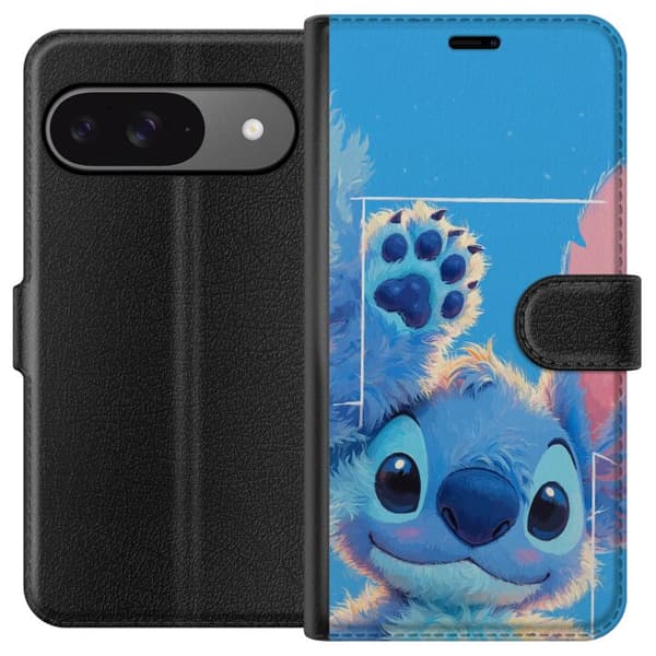 Kompatibel Tegnebogsetui til Google Pixel 9 Pro Sød, fluffy blå figur med store øjne og løftet pote