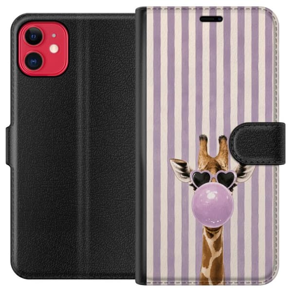Kompatibelt Plånboksfodral till Apple iPhone 11 Giraff med tuggummibubbla