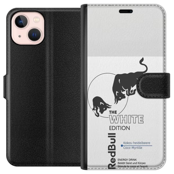 Kompatibel Tegnebogsetui til Apple iPhone 13 Moderne Red Bull White Edition design