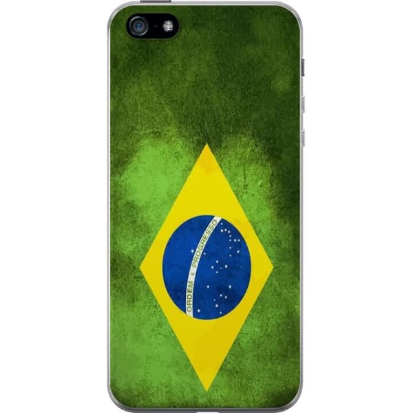 Kompatibelt Mobildeksel til Apple iPhone 5 Brasiliansk flagg med rustikk tekstur