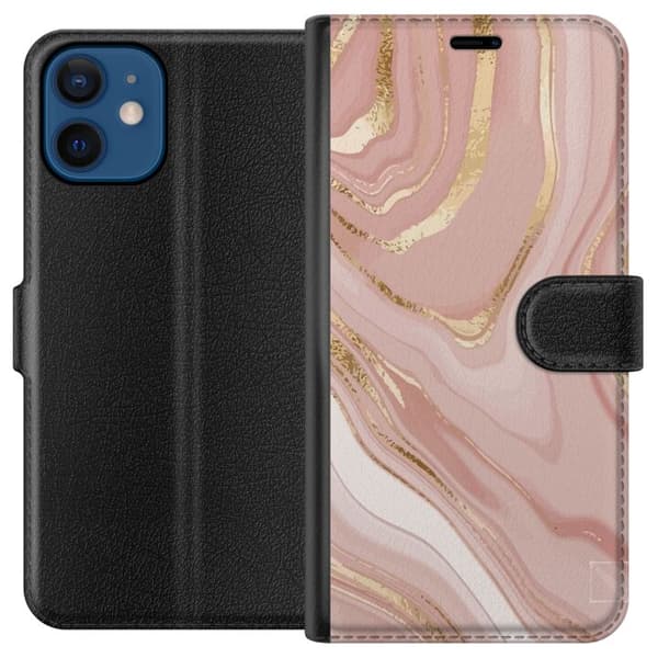 Kompatibelt Lommeboketui til Apple iPhone 12 Marmor Gull