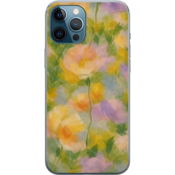 Kompatibelt Mobildeksel til Apple iPhone 12 Pro Max Solvarme blomster i håndmalt romantisk stil