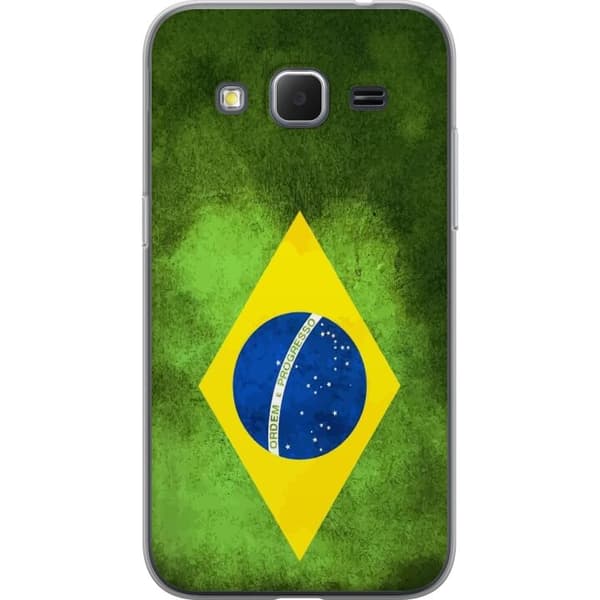 Kompatibelt Mobildeksel til Samsung Galaxy Core Prime Brasiliansk flagg med rustikk tekstur