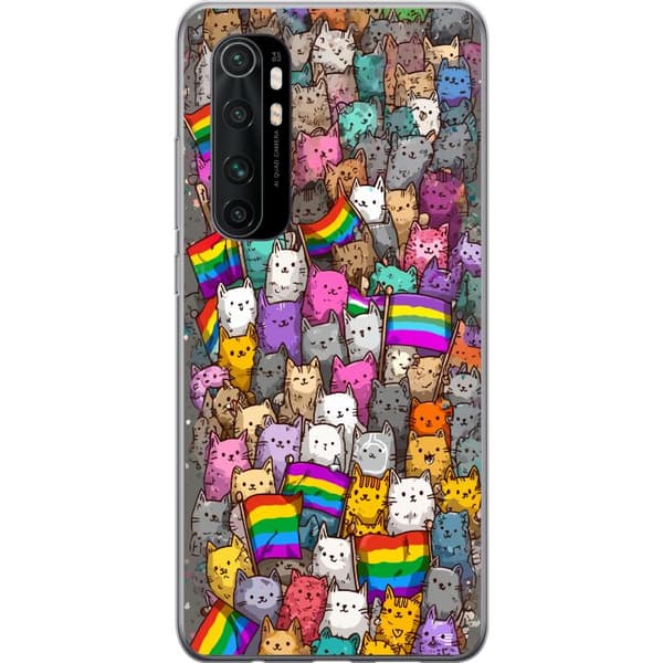 Kompatibelt Mobildeksel til Xiaomi Mi Note 10 Lite Illustrerte katter med prideflagg i fargerik samling