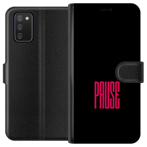 Yhteensopiva Lompakkokotelo Samsung Galaxy A02s Pause text