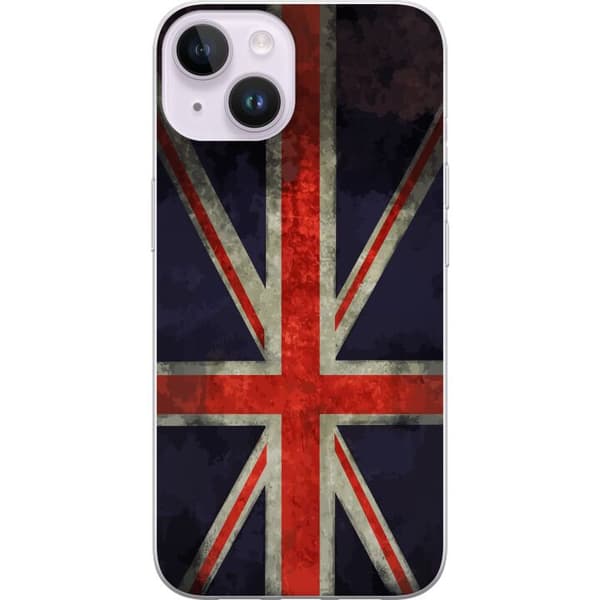Kompatibelt Mobildeksel til Apple iPhone 14 Britisk flagg med rustikk følelse