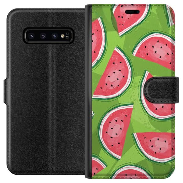 Kompatibelt Lommeboketui til Samsung Galaxy S10 Vattenmelon