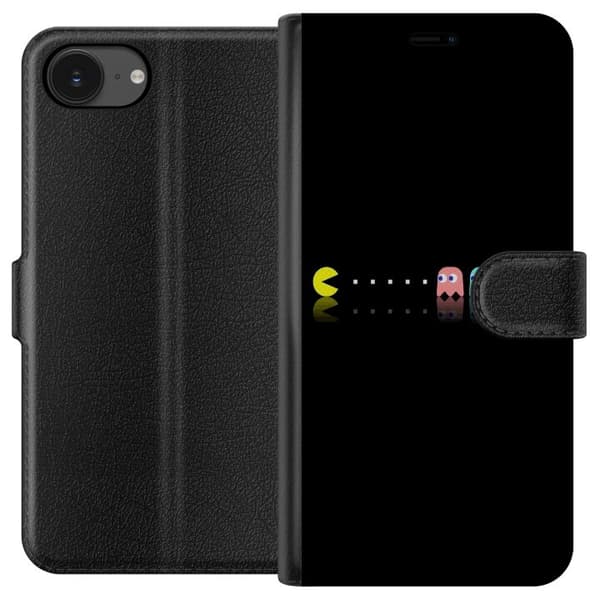 Kompatibel Tegnebogsetui til Apple iPhone 17e Minimalistisk illustration af klassiske spilikoner i farve mod mørk baggrund