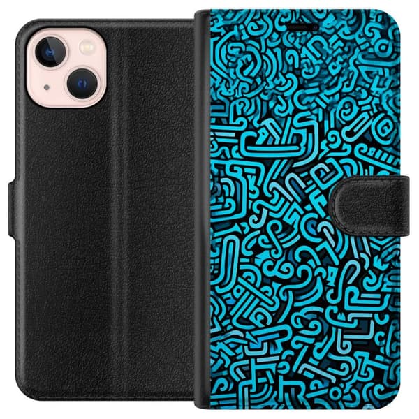 Kompatibelt Plånboksfodral till Apple iPhone 13 mini Blå abstrakt graffiti