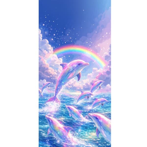 Kompatibel Tegnebogsetui til Apple iPhone 13 Pro Glittrande regnbågsdelfiner