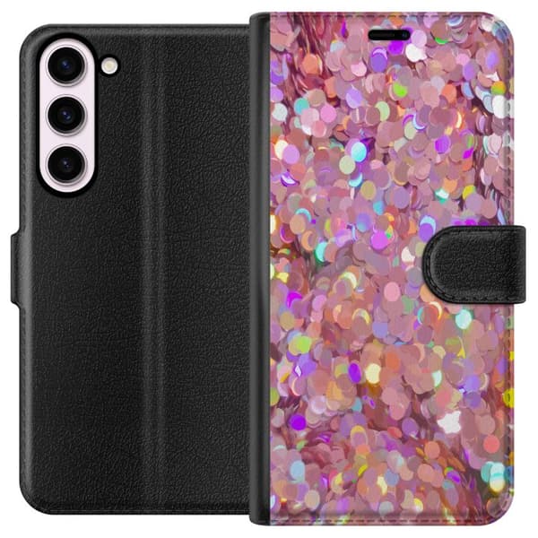 Kompatibelt Lommeboketui til Samsung Galaxy S23+ Rosa Glitter