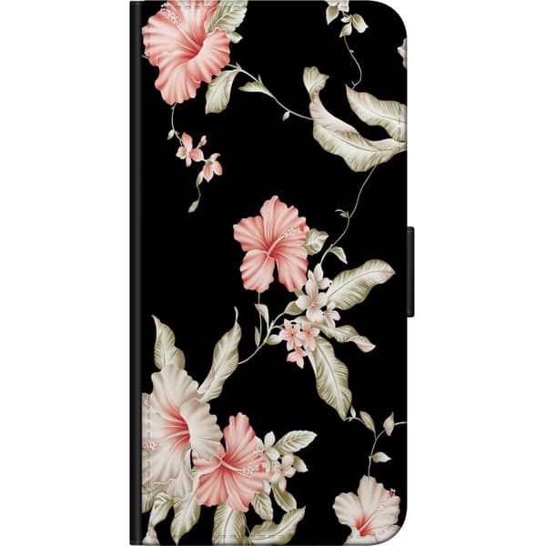 Kompatibel Tegnebogsetui til OnePlus 7 Pro Blomstermønster Sort