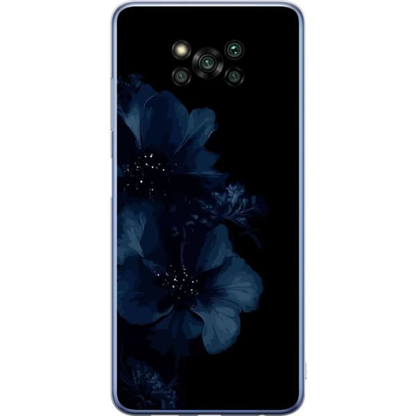 Kompatibelt Mobildeksel til Xiaomi Poco X3 Pro Mörkblå blommor