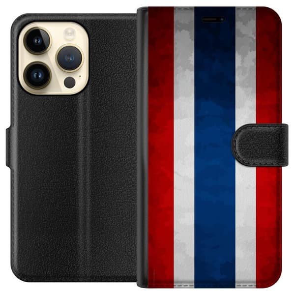 Kompatibel Tegnebogsetui til Apple iPhone 15 Pro Thai flag i stilfuldt retrodesign