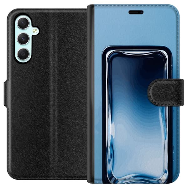 Kompatibelt Lommeboketui til Samsung Galaxy A34 Blå glaseffekt