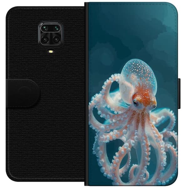Kompatibel Tegnebogsetui til Xiaomi Redmi Note 9S Nærbillede af blæksprutte med bløde farvetoner