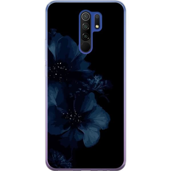Kompatibelt Mobildeksel til Xiaomi Redmi 9 Mörkblå blommor
