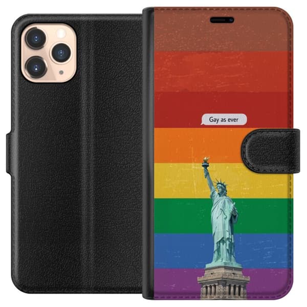 Yhteensopiva Lompakkokotelo Apple iPhone 11 Pro Frihetsstatyn framför regnbåge