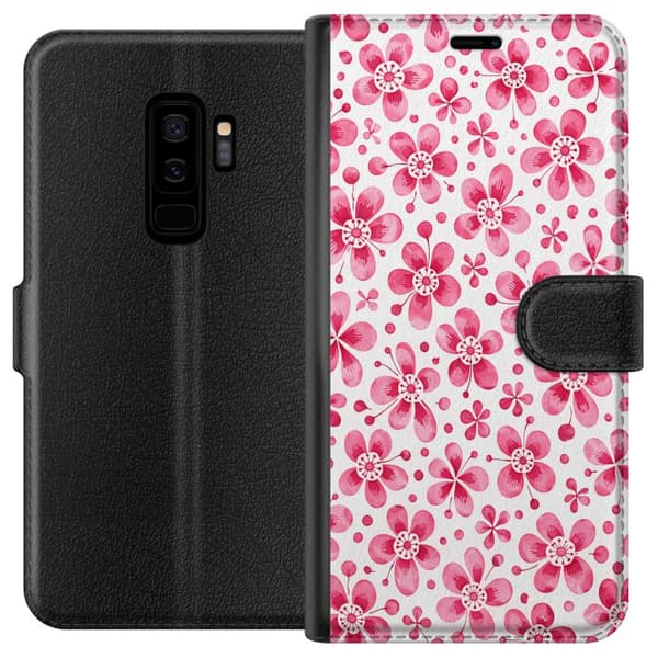Kompatibelt Plånboksfodral till Samsung Galaxy S9+ Blue Petal Pattern