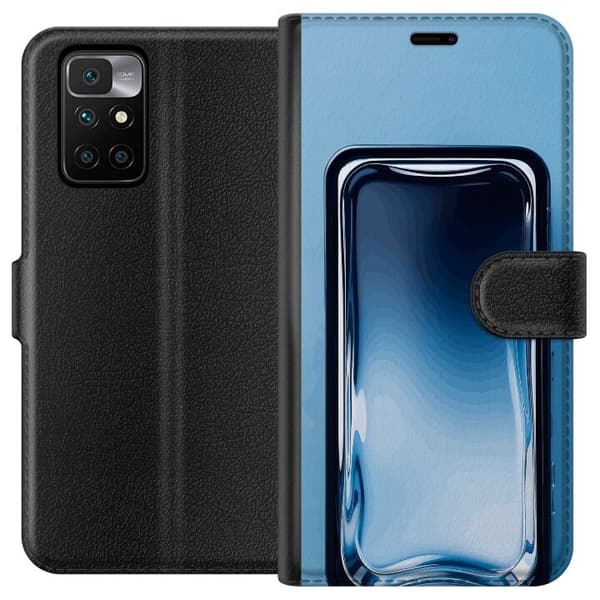 Kompatibel Tegnebogsetui til Xiaomi Redmi 10 Blå glaseffekt