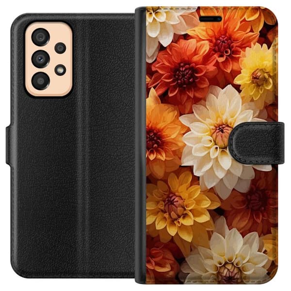Kompatibel Tegnebogsetui til Samsung Galaxy A33 5G Orange Blomster